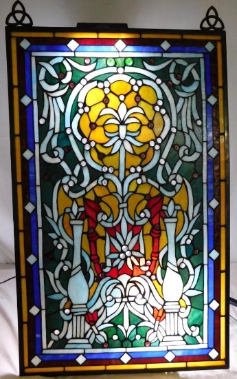 Celtic Bearded figural stained glass panel