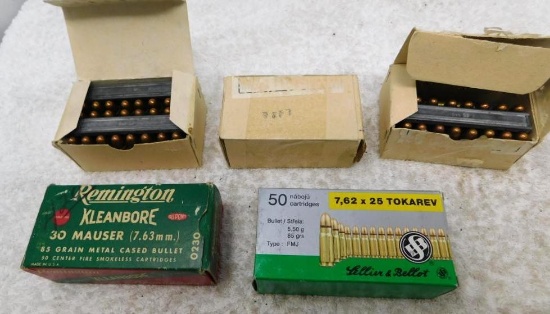 30 Mauser and 7.62X25 Tokarev ammunition