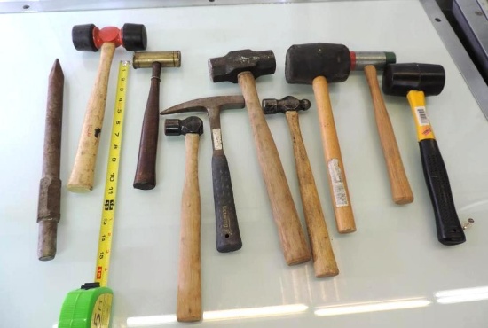 Assortment of hammers, Snap On and more.