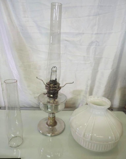 Aladdin # 23 oil lamp with milk glass shade.