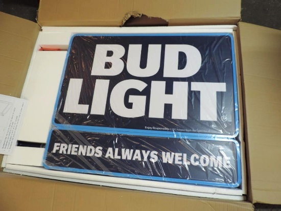 Large new in box LED Bud Light doublesided pub sign.