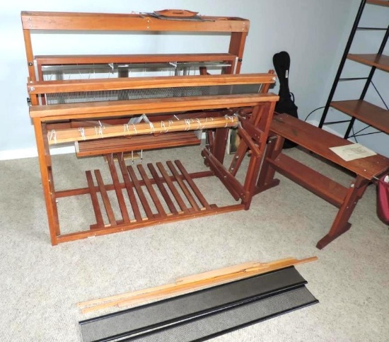 Schacht Spindle Low castle floor loom with accessories.