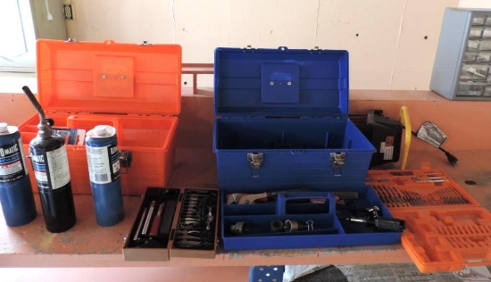 Tool boxes, exacto knife set, hand tools and more.