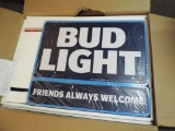 Large new in box LED Bud Light doublesided pub sign.