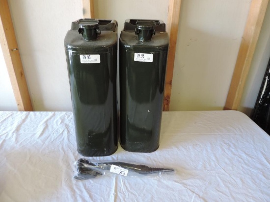 Two metal NATO gas cans.