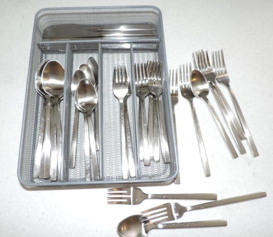 37 pieces of Fortessa 18-10 flatware.