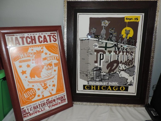 The Pixies and Hatch cats framed music posters.