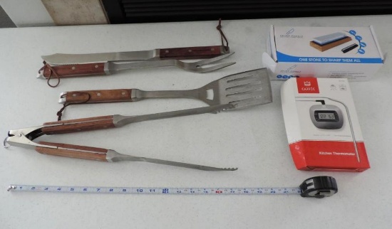 Williams Sonoma BBQ set, Sharp Pebble sharpening stone and Cappec thermometer.