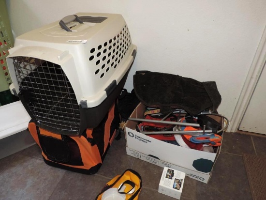 Assortment of pet gear.