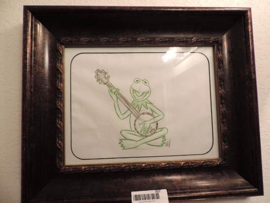 17x15" Disney signed Kermit the frog drawing.