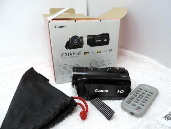Canon VIXIA HF20 HD camcorder.