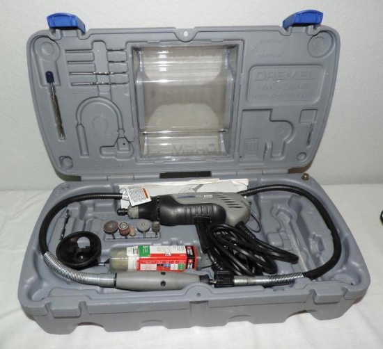 Dremel 400XPR rotary tool with case and accessories.