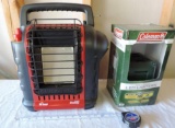 Mr. Heater portable buddy propane heater and Coleman LED lantern.
