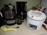 Coffee makers and kitchenware lot.