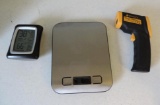 Etekcity digital scale and infrared thermometer.
