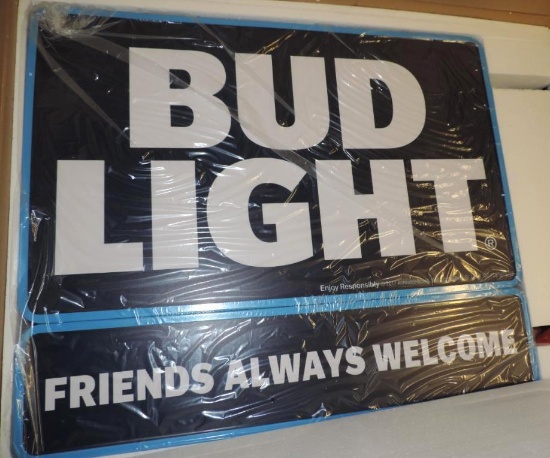 Double sided Bud Light Friends are always welcome pub sign.