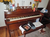 Gulbransen upright piano with bench.