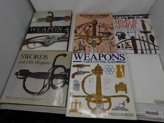 Five reference books on swords, arms and armor