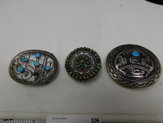 Sterling and silver belt buckles