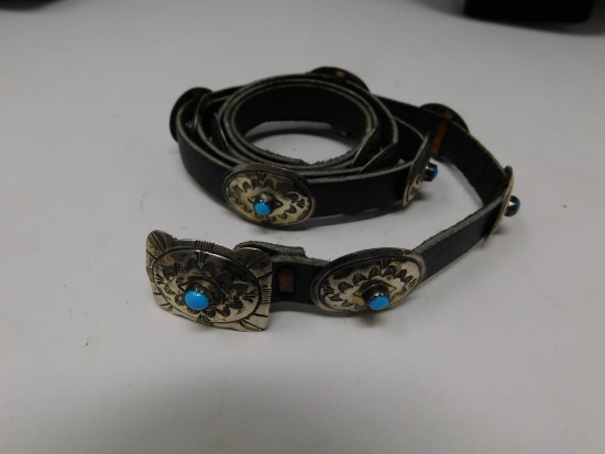 RB signed Sterling and Turquoise Conch belt