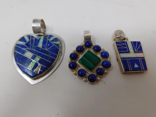 Native Lapis and Sterling pendants