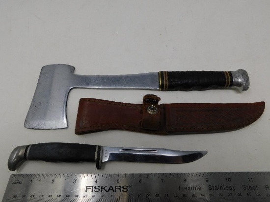 Case knife and KABar hatchet