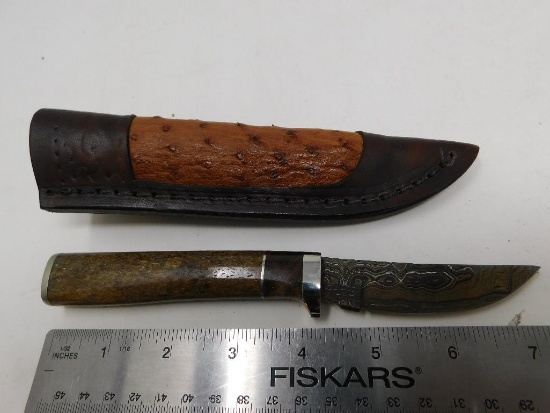 Custom HK Derr Damascus sheath knife