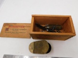 Winchester dovetail box with black powder accessories