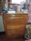 Antique oak 5 drawer dresser with contents.