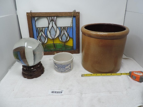 Stained glass, crock ware and more.