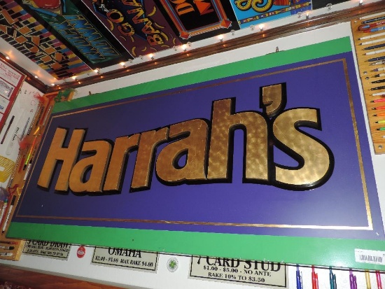 Wooden Harrah's Casino sign.