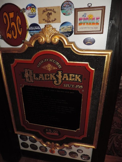 Gold Rush Black Jack rules wood sign.