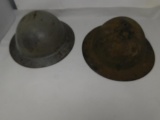 Two WWI Brodie helmets