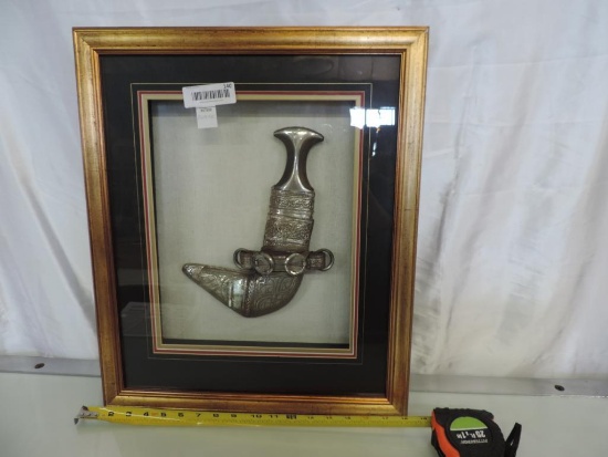 Persian Decorative dagger mounted in shadow box.