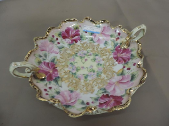 Beautiful 9" hand painted Nippon candy dish.