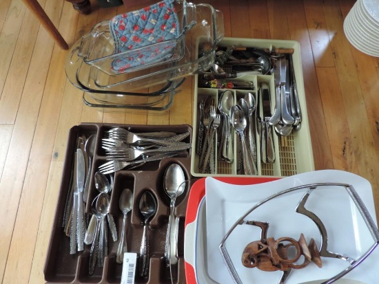 Glass pans and Northland flatware.