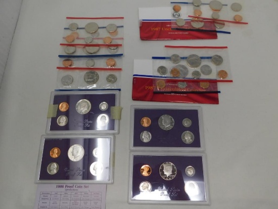 1986 and 1987 US coin proof sets