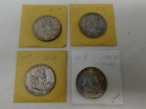 1951 US Franklin half dollar coins