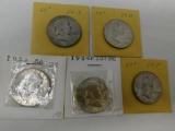 1954 US Franklin half dollar coins