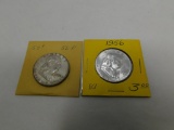 1956 US Franklin half dollar coins