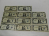 US Silver Certificate 1 and 5 dollar bills