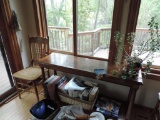 Sofa table with cane bottom.