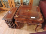 Beautiful inlayed cherry wood end table and magazine rack.