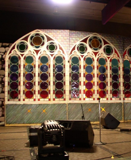 Stained Glass Cathedral wall set 2 pc. Stage right #1