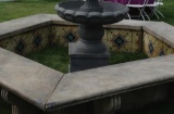 Faux Tile Fountain Bench Surround - with 6' diameter metal water basin