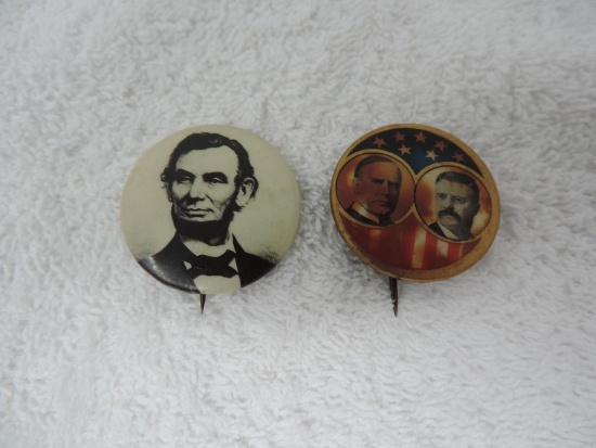 Abe Lincoln/ Teddy Roosevelt political buttons.