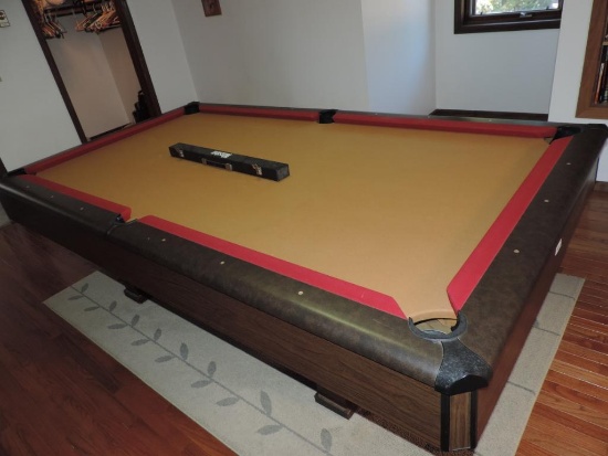 8' Play Master slate pool table with accessories.