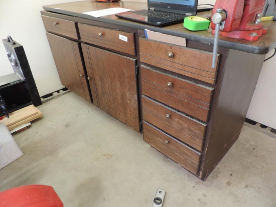 Garage cabinet with contents.