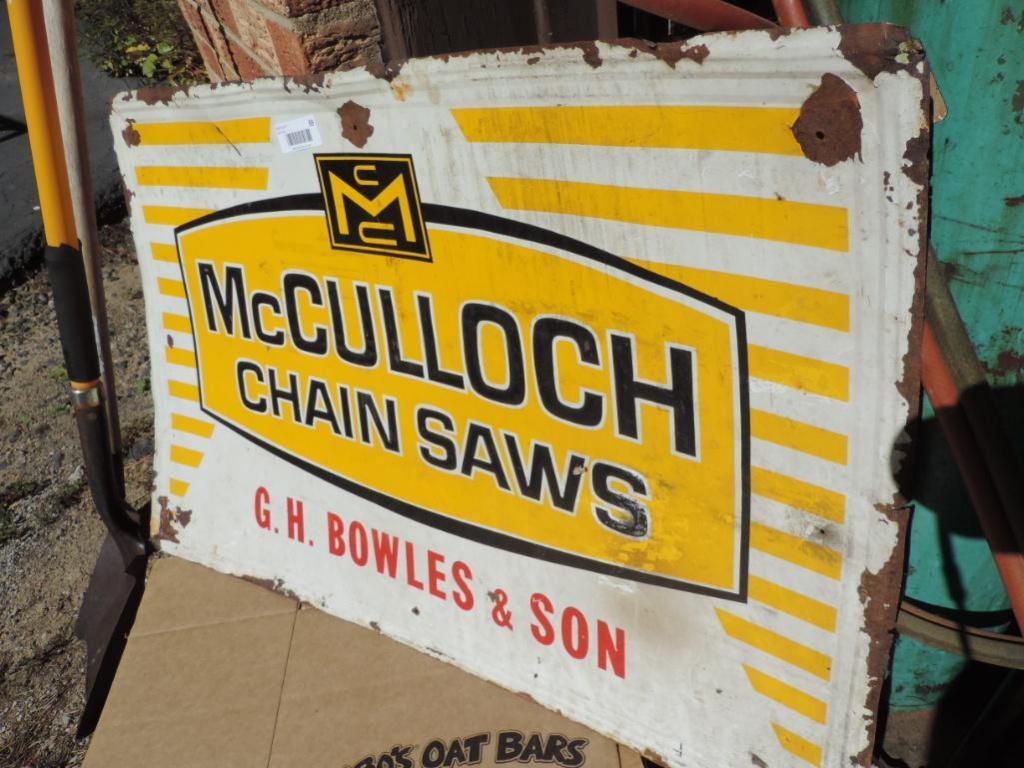 WEATHERED BUILDING SIGN HO O DECAL MCCULLOCH CHAIN SAW 3x2
