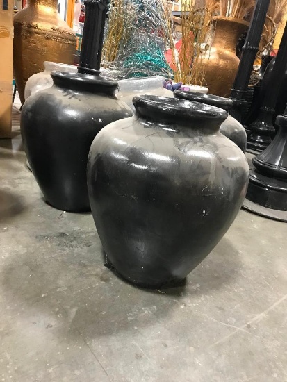 Classic Large Ginger Jar Tall Urn Vase pair black